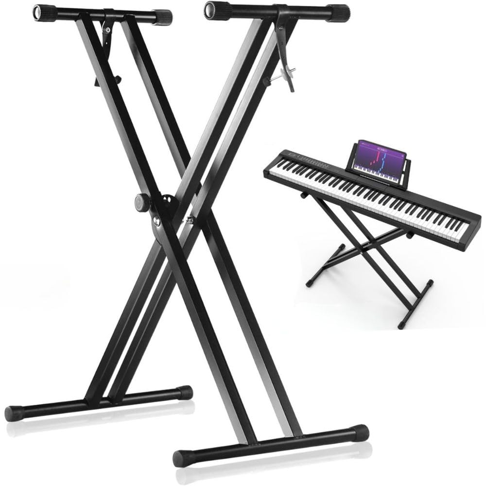 MOCKING BIRD Double X Keyboard Piano Stand| Piano Keyboard stand Foldable and Portable | Adjustable with Locking Straps & Quick Release Mechanism for 54-88 Keys-picture-13