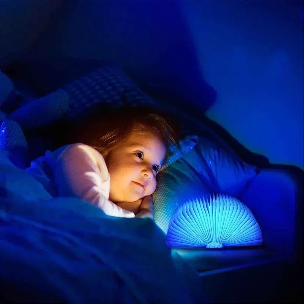 Brown 3 colors,kreatywna, składana lampka nocna led 3d rgb z ładowaniem usb, drewniana lampka do czytania, dekoracja biurka, lampka stołowa na prezent urodzinowy dla dziecka