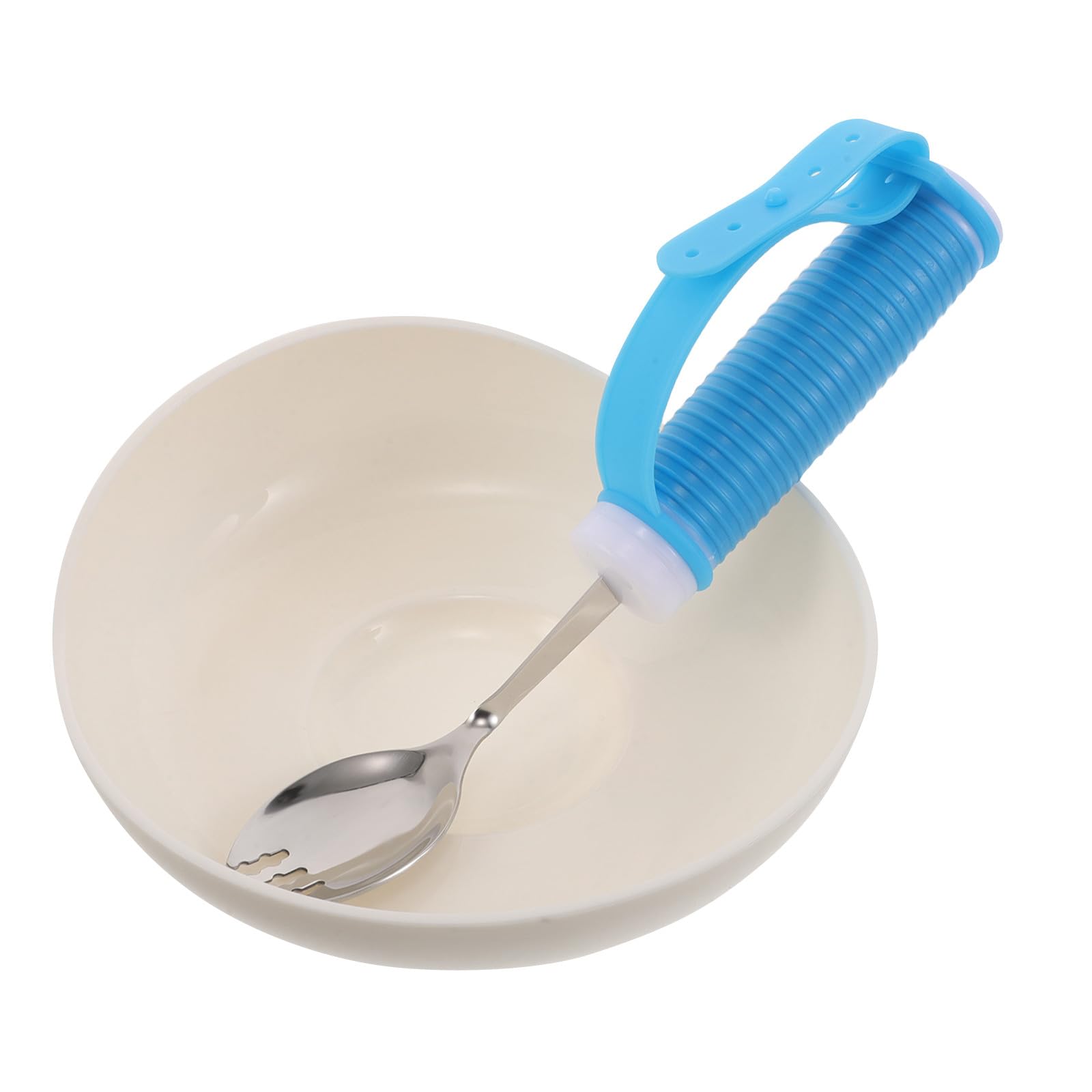 Juego de Cubiertos de Alimentación Adaptable y Flexible, 1 Set | Plástico y Silicona, Fácil de Limpiar, para Hospitales y Hogar, Apto para Diestros y Zurdos