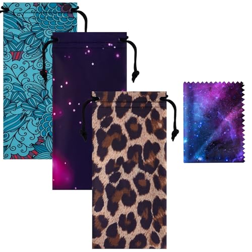 Image of Soft Eyeglass Pouch 3 Pack - Microfiber Screen Cleaning Bag Pouch for Glasses