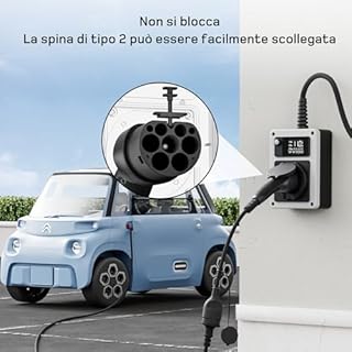 dé Adattatore Tipo 2 a Schuko [3m 16A] alla Presa di Ricarica per Auto elettrica Schuko, per caricare AMI, e-Bike, e-Scooter, e-Moto presso stazioni di ricarica/wallbox | Non per V2L