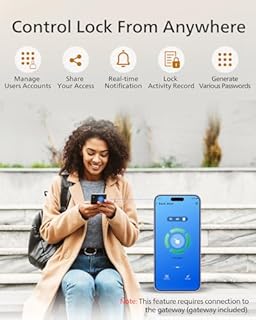 Philips Wi-Fi Smart Lock with Handle, Keyless Entry Keypad Door Lock with Handle, Front Door Deadbolt Set with WiFi Gateway, App Control, Fingerprint Unlock, PIN Code Unlock, Auto Locking