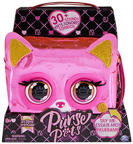Purse Pets - Bolso Mascota INTERACTIVA - Flashy Frenchie - Bolso niña y Mascota Interactiva Gata Frenchie con más de 30 Sonidos y Reacciones - 6065589 - Juguetes niña 5 años +