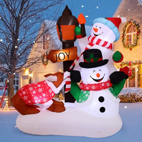 COMIN 6 FT Christmas Inflatables Outdoor Dog And Snowman