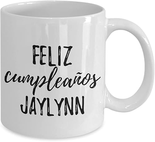 Miniatura 2 de Feliz Cumpleanos Jaylynn Taza española de feliz cumpleaños con nombre personalizado, taza de café, té, 11 onzas