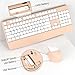 COVEVA Wireless Keyboard and Mouse Combos, Retro Keyboard and Mouse Wireless 104 Keys Full Size, 2.4Ghz Connection and Optical Mouse for Windows, Mac, PC, Laptop for Home and Office (White Milk Tea)