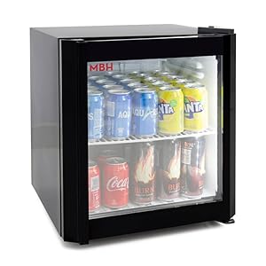 MBH Mini-koelkast, 50 l, met glazen deur voor gastronomie, mini-koelkast, drankhouder, mini-koelkast