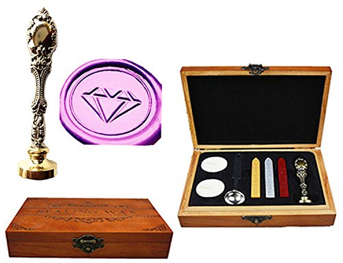 Coffret tampon de cire paon en bronze et bois de luxe pour sceller vos invitations