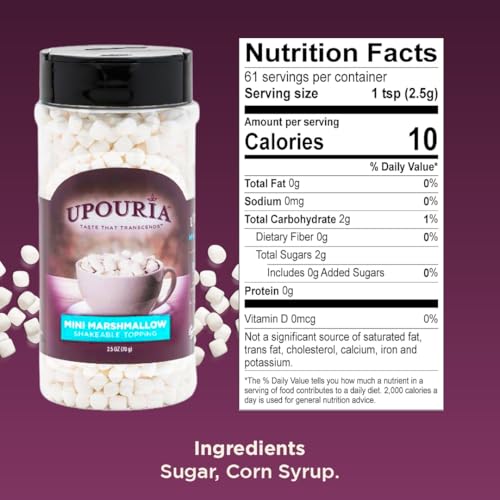 Image of Upouria Mini Marshmallow Beverage and Dessert Topper, Rich Flavor Enhancer for Coffee, Hot Chocolate, Ice Cream, 2.5oz