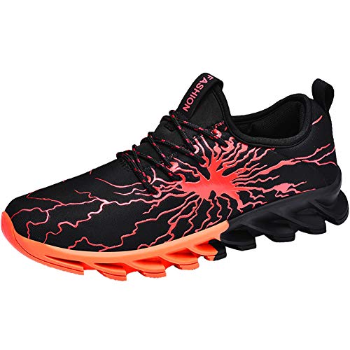 Mengxx Hommes Chaussures de Sport Basket Running Compétition Training Fitness Tennis Athlétique Sneakers (39 EU, Noir Orange)