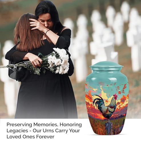 Image of Personalized Chicken - Memorial Urns for Mom & Dad - Funeral Ash Urns Large - 10 Inch - Large with Velvet Bag - Cremation Urns for Burial - Burial Urns - Decorative Urns - Human Remains Urn