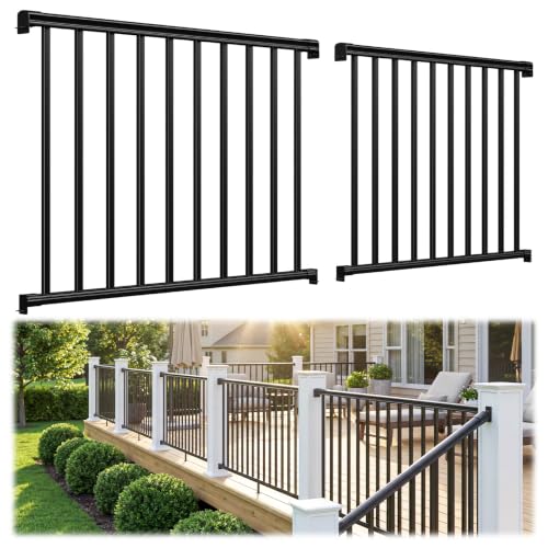 Image of Egadis 2 Pack 36 in x 4 ft Aluminum Porch and Deck Railing Kit Without Post
