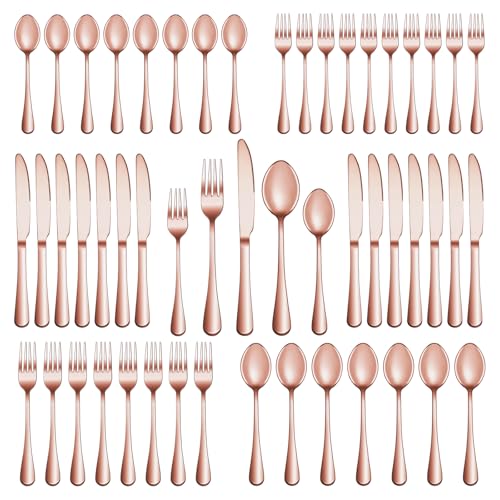 30 Pcs Rose Gold Silverware Set Service for 6 Premium Stainless Steel Flatware Set Cutlery Utensil Set Durable Home Kitchen Eating Tableware Set Include Fork Knife Spoon Set Dishwasher Safe