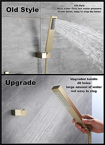 Badewannenarmatur Wasserfall Armatur Badewanne Mischbatterie mit Brause Wannenarmatur,Wannenarmatur Wasserfall,Armatur Badewanne Set, Messing badewannenarmaturen (gold gebürstet)