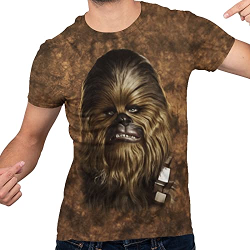 STAR WARS Chewbacca Tie Dye Men's Adult Graphic T-Shirt, Brown Crystal Wash, Medium