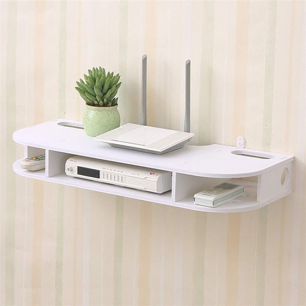 Mensole da Muro Scatola di Immagazzinaggio Router Senza Fili A Parete Cremagliera Bordo di Presa Galleggiante TV Stand Shelf Console Set-Top Box Telefono Deposito Rack Hanging Box