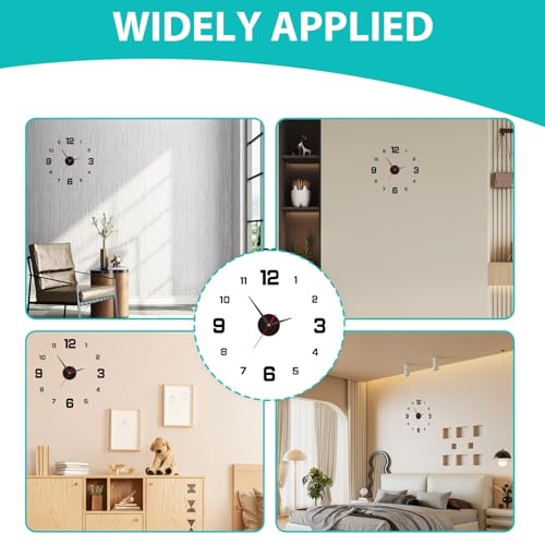 Synkris Reloj de Pared Grande Adhesivo 40 cm 3D Moderno Numeros Adhesivos Pegados Mecanismo Silencioso DIY Fácil Instalación Pared Pegatina para Decoración Oficina Salón Cocina Dormitorio Negro - imagen 6