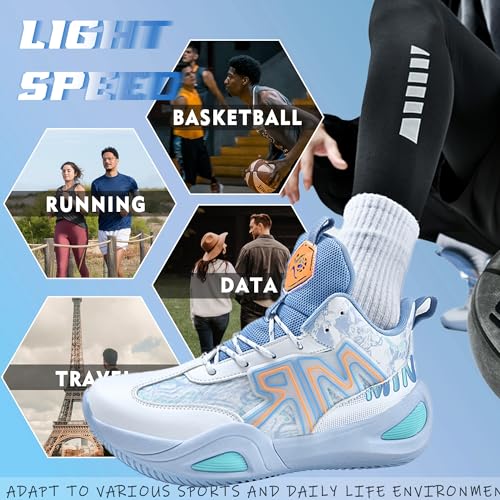 Image of Men's Basketball Shoes Fashionable Breathable Anti Slip Sports Shoes Outdoor Running Fitness Training Shoes