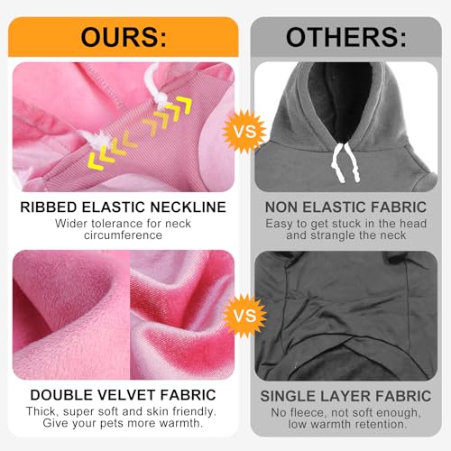 Image of BEAUTYZOO Dog Hoodie Sweaters for Small Medium Dogs- Warm Fall Winter Fleece Jacket for Cold Weather, Soft Velour Hooded Coat with Leash Hole & Pocket, Puppy Sweatshirt Clothes Bulldog Schnauzer, Pink