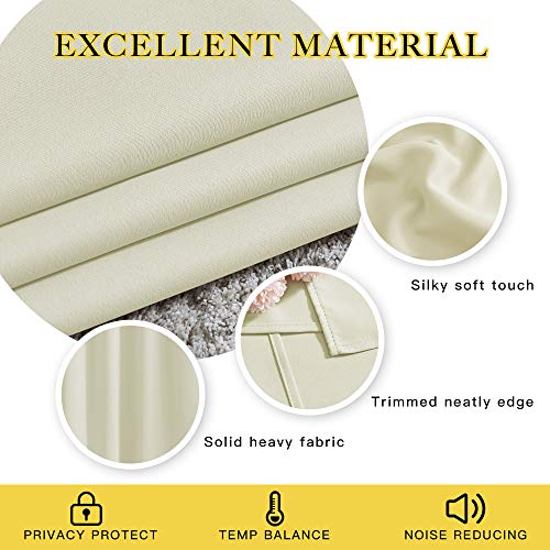 NICETOWN Room Darkening Beige Curtain 84 inch Length - Grommet Solid Thermal Insulated Doorway Drape Blackout Curtain Sound Reducing for Bedroom/Living Room (1 Panel, W66 X L84)