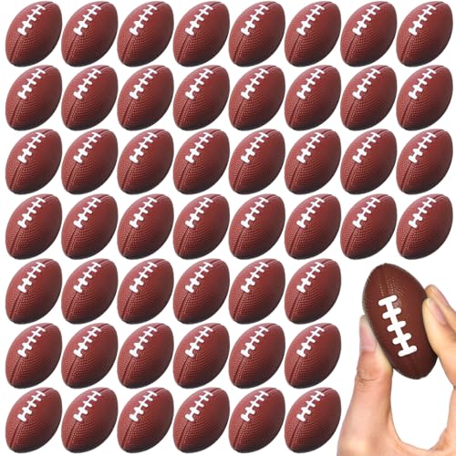 Blulu 50 Pack Mini Footballs Foam Balls Bulk 2.17" Kids Adult, Dark Brown