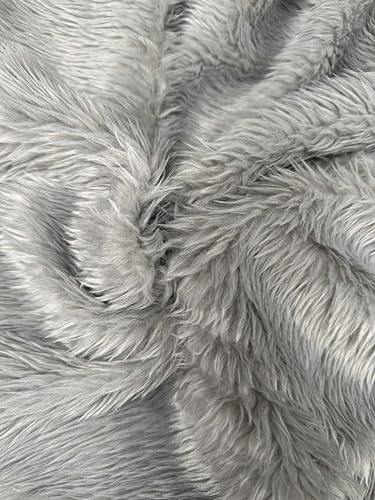 Faux fourrure tissu uni gris argenté de qualité supérieure 150x100cm