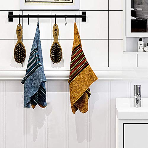 Image of Plantex Stainless Steel Cloth Hanger Wall Mounted with Hanging Hooks /Hook Rail for Bathroom /Cloth Hanger for Wall - Kitchen Accessories (Black)