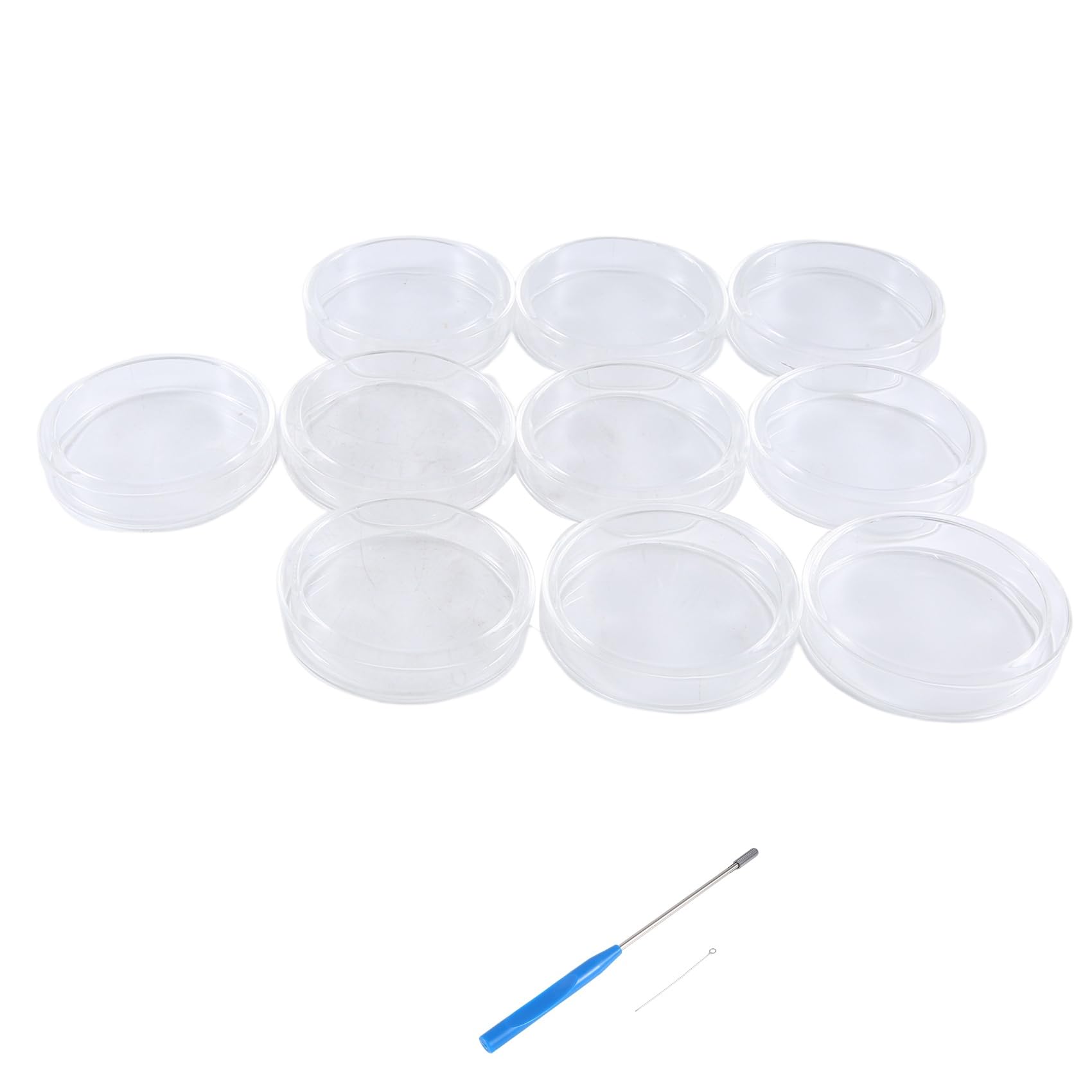 Placas de Petri de Vidrio de 90 Mm, 30 Placas de Petri de Laboratorio Esterilizables en Autoclave con Asa de InoculacióN, Esterilizables en Autoclave y Reutilizables