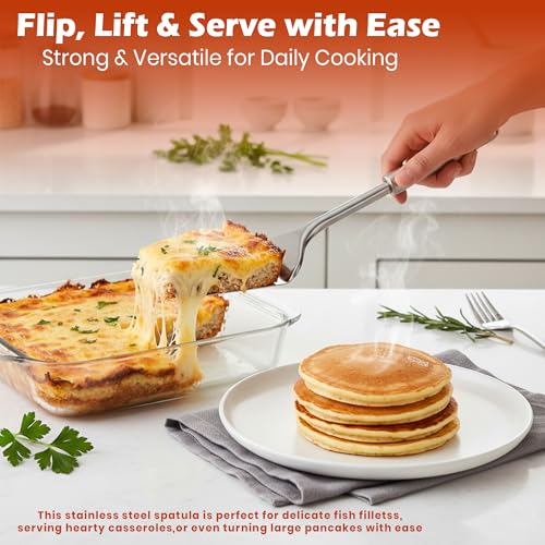 Stainless Steel Spatula Slotted Turner, Strong and Durable Spatula Cooking Turner, Slotted Turner, Multiuse Kitchen Tool, Cooking Spoon (Stainless Steel) - Image 5