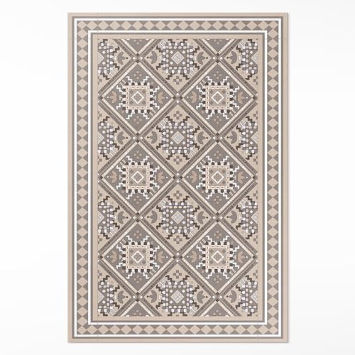 Alfombra de Vinilo 80x120 cm de Material Sintético de Calidad Fácil Limpieza para Cocina Salón y Dormitorio Impermeable Rectangular Decoración de Interiores PCV - geometría árabe