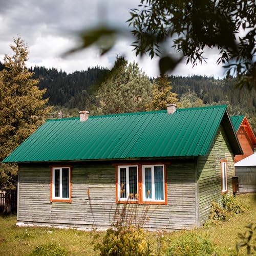 Mondeer Set of 14 Metal Trapezoidal Sheet, Corrugated Sheet for Roof, Roof Sheets, Trapezoidal Sheet, Galvanised Steel for Building Garages, Greenhouses, Kennels, 7 m², 110 x 46 cm，Grün