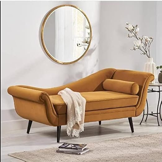 Image of Luxury Velvet 2 Seater Chaise Lounge Sofa - Tufted Chesterfield Modern Couch with Button Tufted Back Elegant Lounge Couch for Living Room, Bedroom, Office