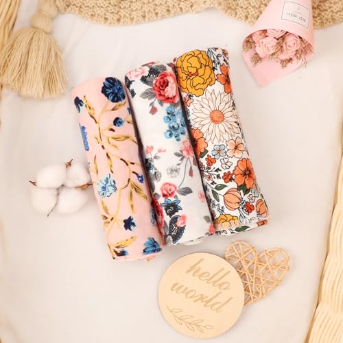 Image of AQOKKA Baby Swaddle Blankets with Bow Hat Headband Set Infant Receiving Blankets Swaddles for Newborns Unisex Toddler Swaddle Wrap Sets for Baby Girls Boys Nursery Warm Shower Gift
