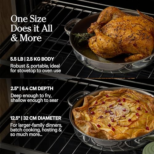 Our Place Titanium Large Always Pan Pro - 12.5” (4.2 Qt) No-Coating Nonstick Pan | Tri-Ply Titanium & Stainless Steel | Safe for Oven, Induction & All Cooktops up to 1000°F | Includes Spatula | Chrome - Image 6