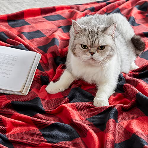 Touchat Fleece Throw Blanket, Buffalo Plaid Flannel Throw Blanket for Couch Sofa Bed, 50'' x 70'' Super Soft Warm Fuzzy… - Image 5