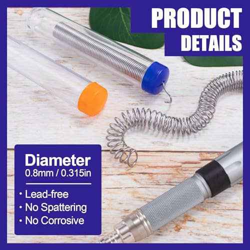 Image of Pndeyo 2 Pack 0.8mm Diameter Solder Wire, Portable Electrical Soldering Wire for Motherboard Electrial Appliance Components Repair (Net 12g)- Orange & Blue