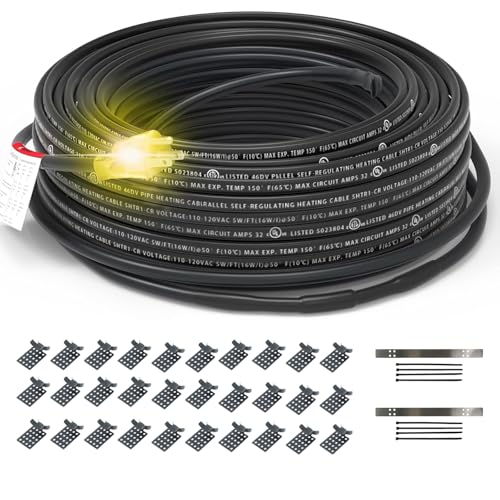 HEATIT PLSR1 50-feet 120V Industrial and commercial grade Self Regulating Heating Cable long term use design, heavy duty, Wet or Dry, Cold lead 10ft, 12YR Warranty
