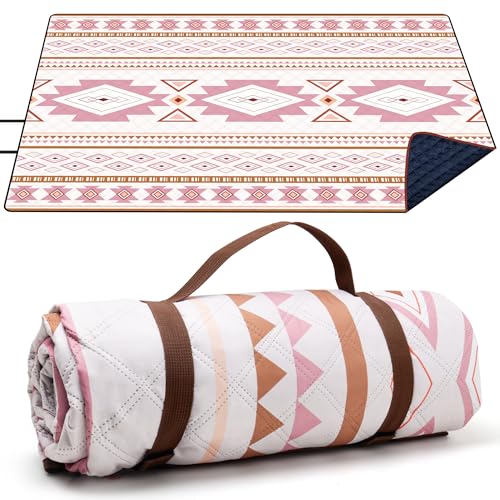 LARUTAN Extra Large Waterproof Picnic Blanket, 200 x 300 cm, Foldable Beach Blanket with Carry Handle, Beach Mat, Cosy and Washable, for Family Holidays, Garden and Picnic, Beach Mat, Cape Town