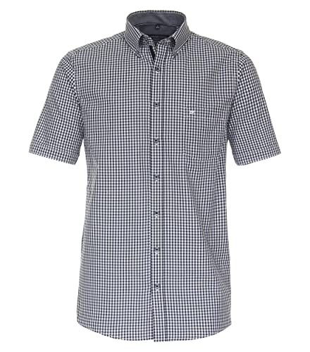 CASAMODA Freizeithemd Kurzarm kariert Comfort Fit Dunkelblau XXL