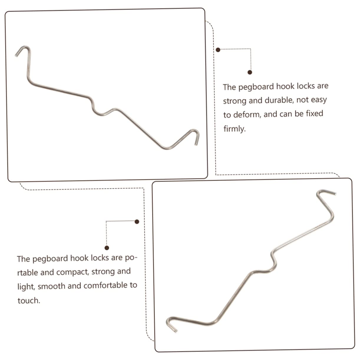 Unomor 50pcs Stainless Steel Pegboard Hook Clips Resistant Securing Clips for Pegboard Accessories Effortless Assembly High Toughness Flexibility for Tools Craft Rooms