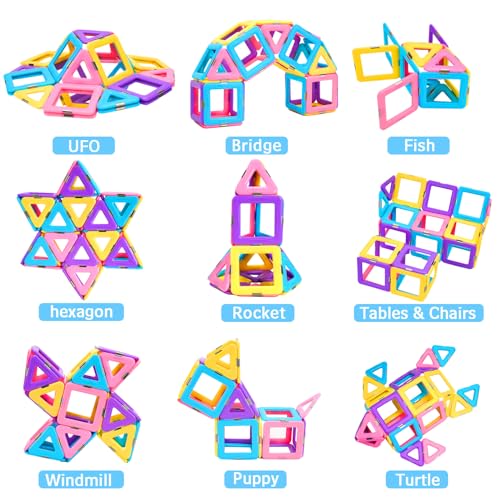 Upgraded Magnetic Tiles Toys for 3 4 5 6 7 8+ Year Old Toddlers Boys Girls, Magnetic Building Blocks Educational STEM Toys Gifts for Age 3-6 4-5 4-8 Kids Christmas Birthday - Image 3