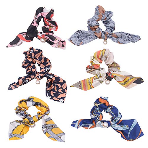 6 Pezzi Elastici e Fermacoda per Capelli con Fiocco per Donne Elastici,Ciondolo a Perla Elastici Morbidi per Capelli Fascia per Capelli,Accessori per Capelli per Donne e Ragazze