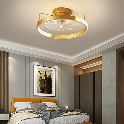 Ventilateur de plafond pour le salon avec éclairage LED discret or