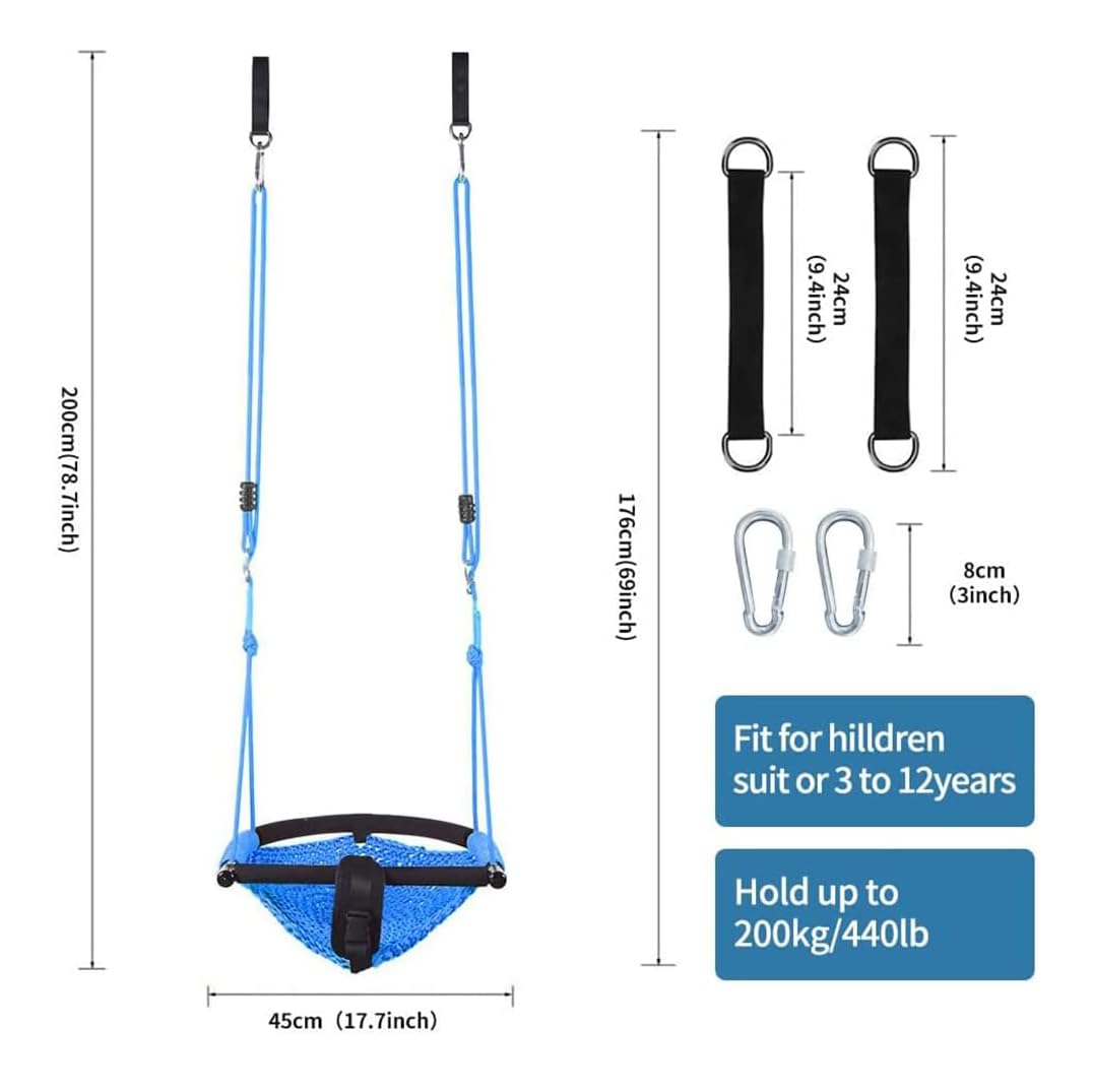 Columpio Bebe, Asiento De Columpio para Niños con Cuerdas Ajustables, para Niños Juego De Columpios De Cuerda Resistente Y Seguro para Niños, para Exterior, Interior Y Jardín(Color:Azul)