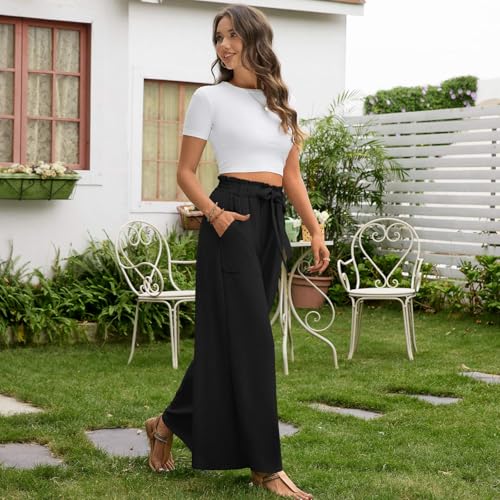 Anyhold Wide-Leg Palazzo Pants (Black) — view 3