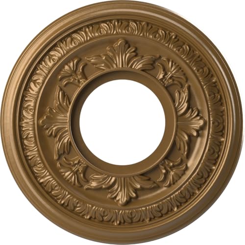 Image of Ekena Millwork CMP10BACGH Baltimore Thermoformed PVC Ceiling Medallion (Fits Canopies up to 4 1 /4 inch), 10 inchOD x 3 1 /2 inchID x 3 /4 inchP, Metallic Gold Rush