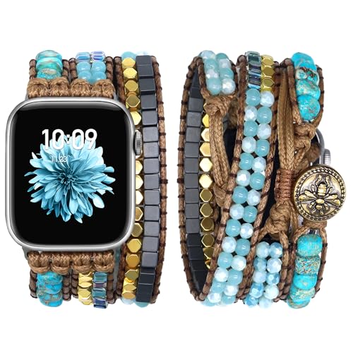 Bracelet bohème Apple Watch bleu clair JR.DM idéal pour sublimer vos tenues d'été au quotidien