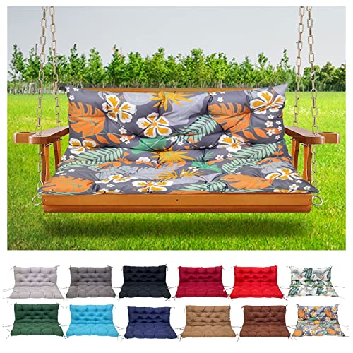 Cojines impermeables para columpio de banco para exteriores, almohadilla antideslizante para jardín, patio, cojines de repuesto gruesos y cómodos para banco de 2 y 3 asientos, diseño de flores, 150 x