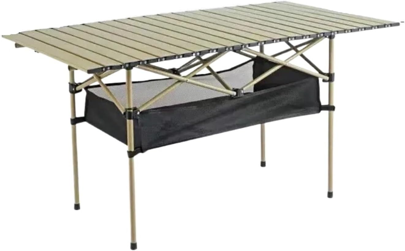 Outdoor Folding Long Table Tourist Portable Storage Roll Camping Desk Barbecue Easy to Install Picnic Tables/White Net B 120Cm
