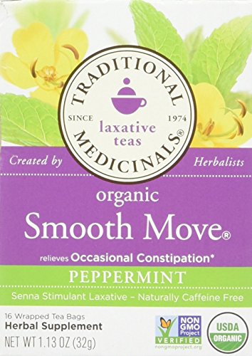 Traditional Medicinals Organic Smooth Move Peppermint Herbal Tea - 16 Tea Bags (Pack of 2)